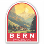 Adesivo Bern Suiça Art Vintage<br><div class="desc">Design de viagem de vetor retrô de Berna. Berna, a capital da Suiça, é construída em torno de um cantor no rio Aare.</div>