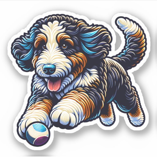 Adesivo Bernedoodle Vinyl Dog Sticker (Frente)
