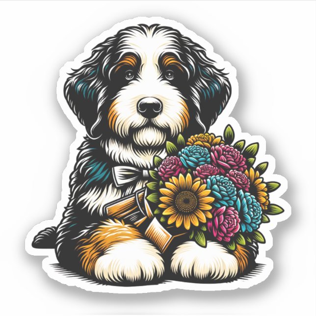 Adesivo Bernedoodle Vinyl Dog Sticker (Frente)