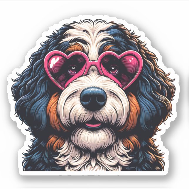 Adesivo Bernedoodle Vinyl Dog Sticker (Frente)