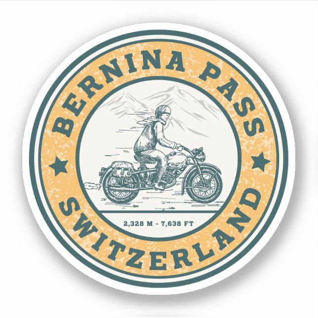 Adesivo Bernina passa turnê de moto em swiss-alps (Frente)