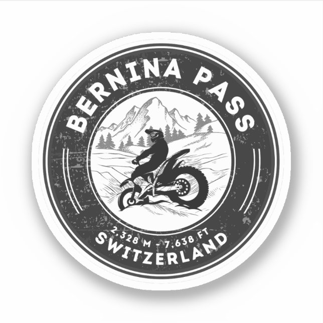 Adesivo Bernina passa turnê de moto em swiss-alps (Frente)