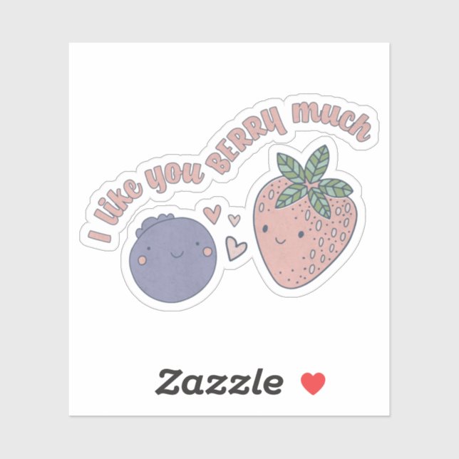 Adesivo Berry Pun: Eu Gosto Muito De Você (Folha)