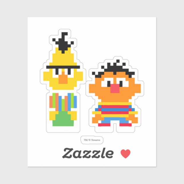 Adesivo Bert e Ernie Pixel Art (Folha)