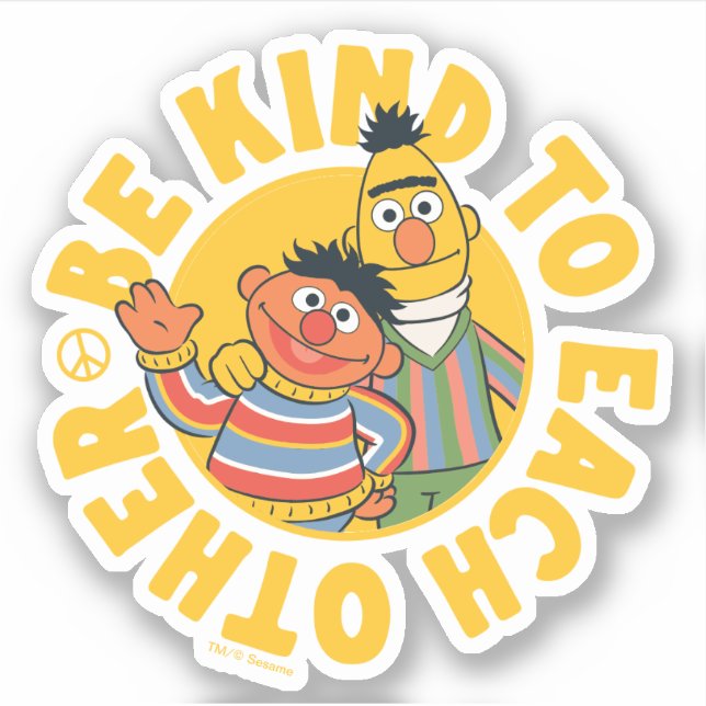 Adesivo Bert e Ernie | Ser gentis entre si (Frente)