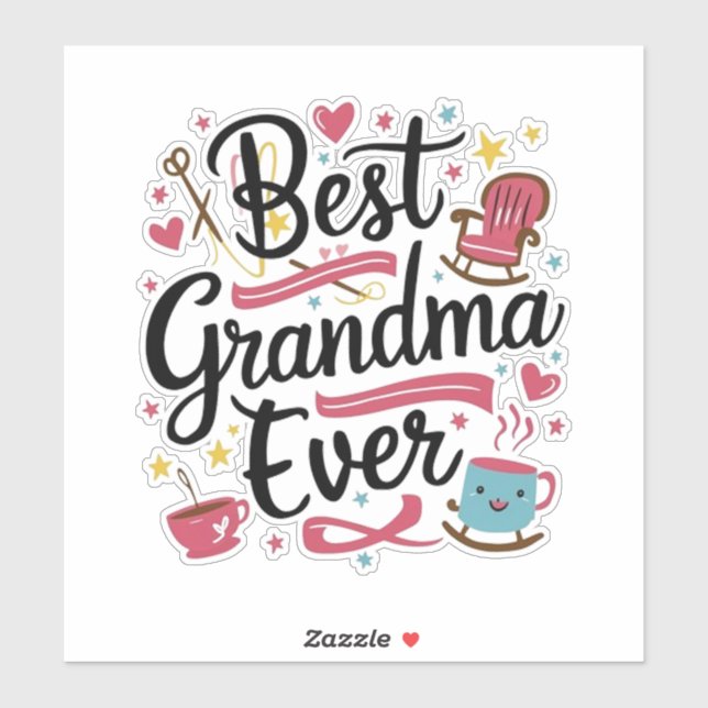 Adesivo Best grandma ever (Folha)