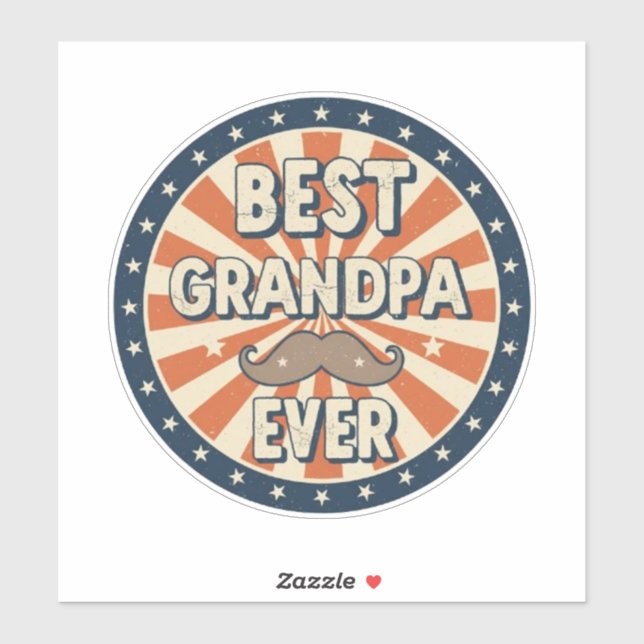 Adesivo Best grandpa ever retro badge (Folha)