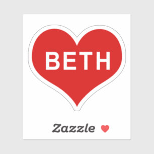 Adesivo BETH NAME Red Love Heart Vinyl Sticker