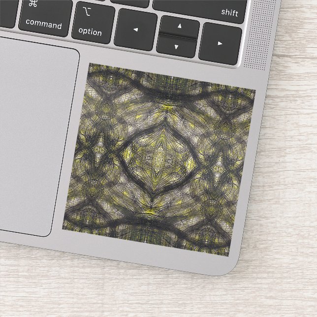 Adesivo Betwixt Abstract Dark Yellow Black Watercolor Art (Detalhe)