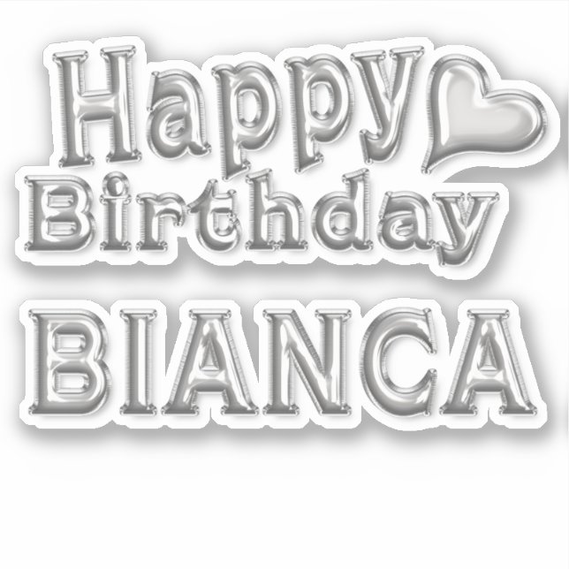 Adesivo Bianca Happy Birthday silver Aufkleber Sticker (Frente)