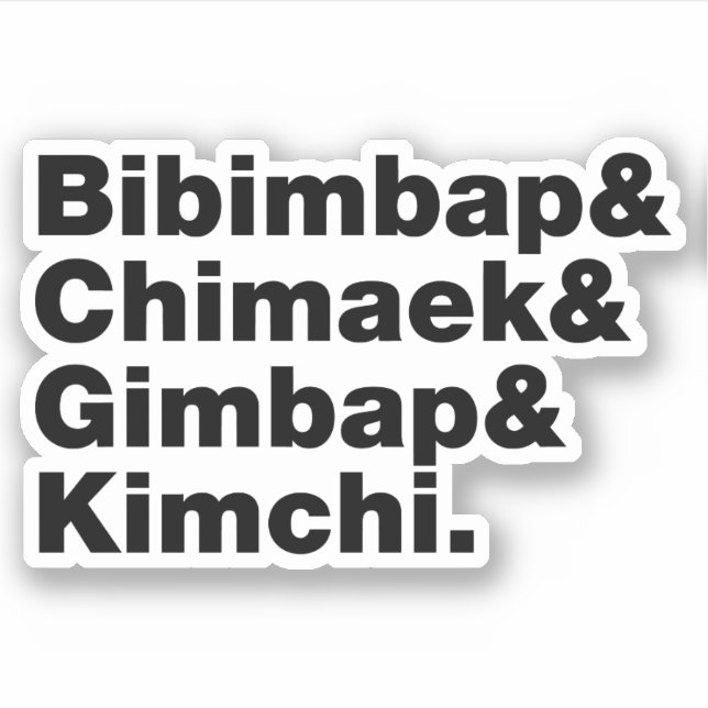 Adesivo Bibimbap & Chimaek & Gimbap & Kimchi. Comidas core (Frente)