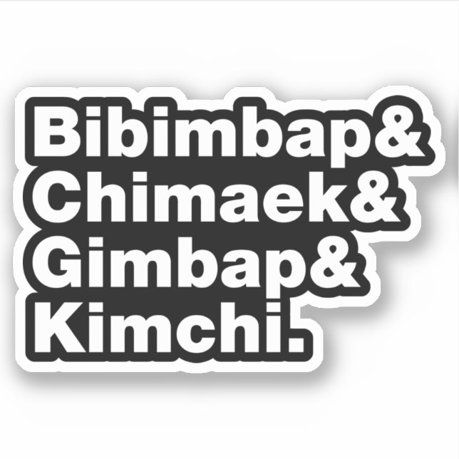 Adesivo Bibimbap & Chimaek & Gimbap & Kimchi. Comidas core (Frente)