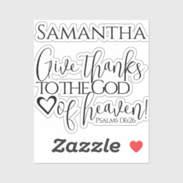 Adesivo Bíblia Verse Dá aos Obrigados Script Moderno Crist