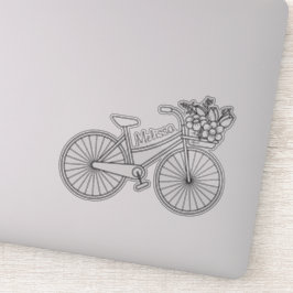Adesivo Bicicleta com Flower Basket, Nome Personalizado