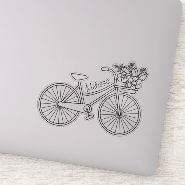 Adesivo Bicicleta com Flower Basket, Nome Personalizado (Detalhe)