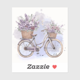 Adesivo Bicicleta de Vintage com Flores - Aquarela