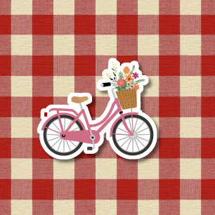 Adesivo Bicicleta Floral Rosa