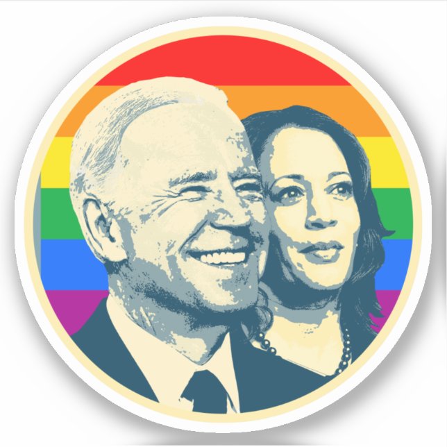 Adesivo Biden Harris Rainbow Pride (Frente)