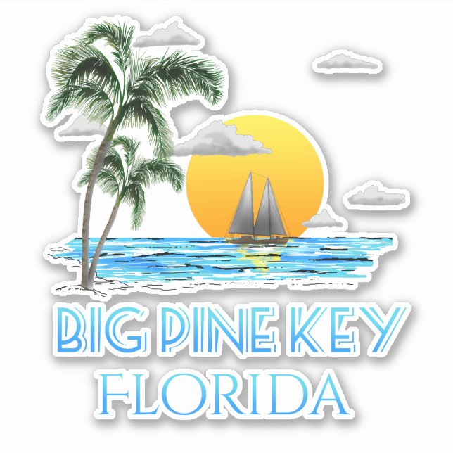 Adesivo Big Pine Key Florida Keys a Navegar (Frente)
