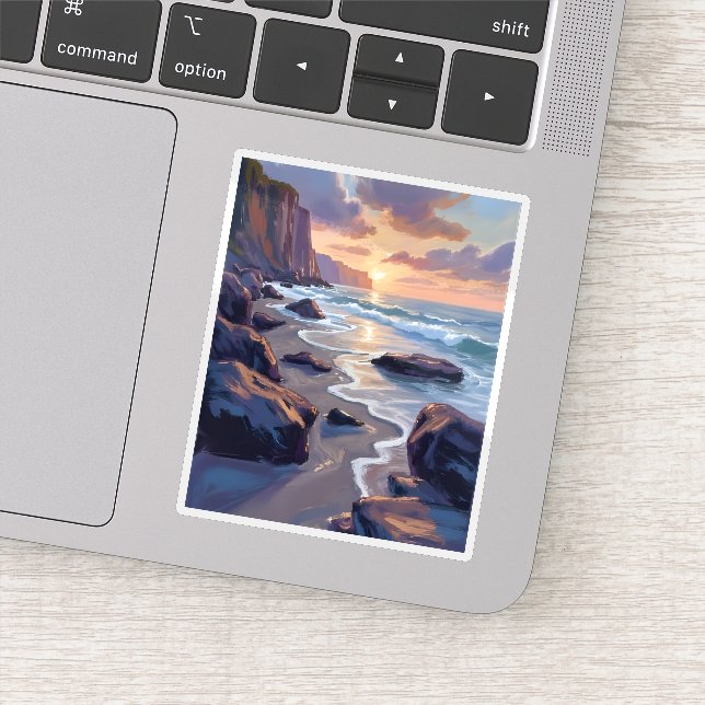 Adesivo Big Sur, California Coastal Art Painting (Detalhe)