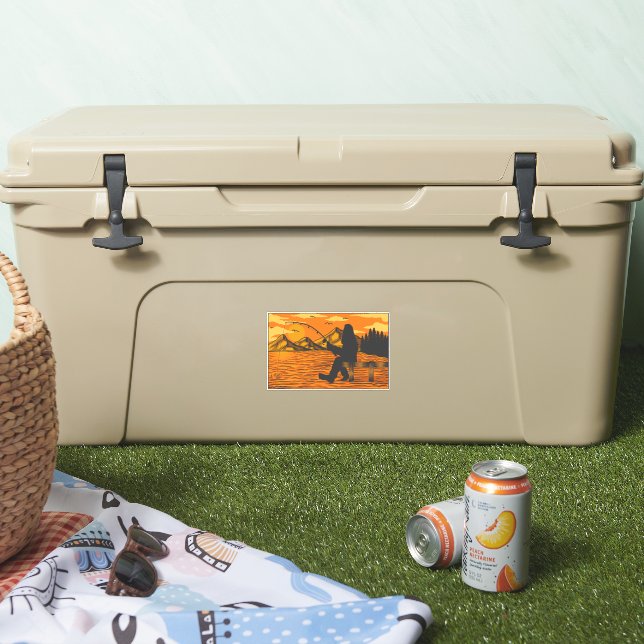 Adesivo Bigfoot Dock Pescando Lago Sunset (Refrigerador)