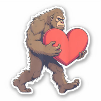 Adesivo Bigfoot Heart Feliz dia de os namorados Love Sasqu