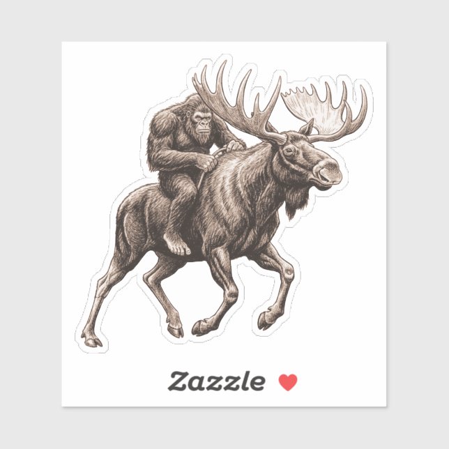 Adesivo Bigfoot Riding Moose (Folha)