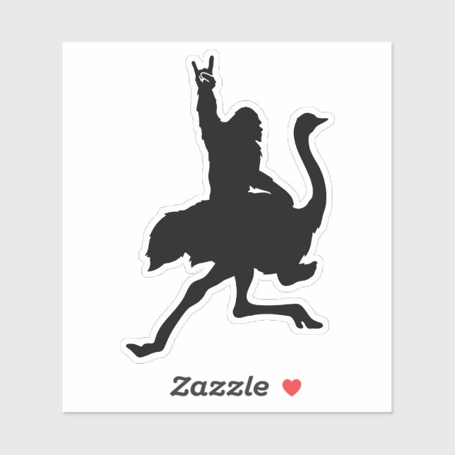Adesivo Bigfoot Riding Ostrich (Folha)