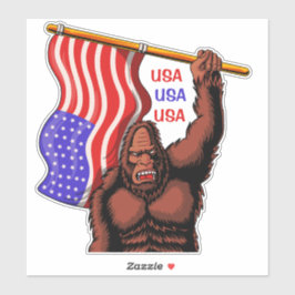 Adesivo Bigfoot Sasquatch Patriótico Bandeira EUA EUA EUA