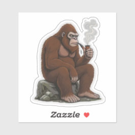 Adesivo Bigfoot Smoking a Pipe