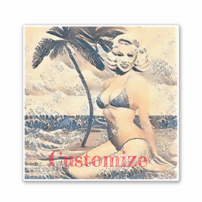 Adesivo Bikini - Modelo Thunder_Cove da Loira de Kneeling (Frente)