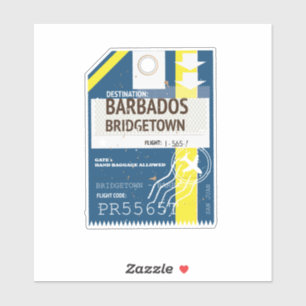Adesivo Bilhete de viagem Bridgetown Barbados