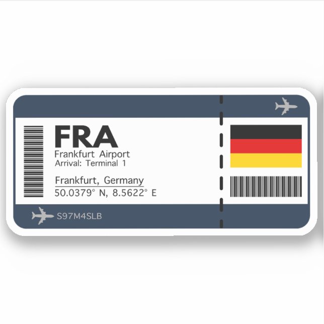 Adesivo Bilhete FRA Frankfurt - Alemanha (Frente)