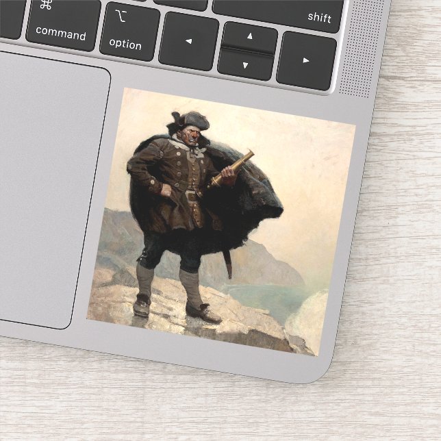 Adesivo Billy Bones, ilha do tesouro por N. C. Wyeth (Detalhe)