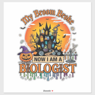 Adesivo Biólogo de Vassoira Quebrada Halloween Castelo Ass