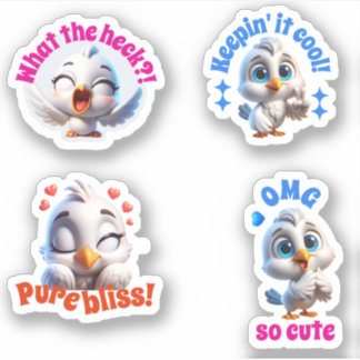 Adesivo Bird Sticker Pack: Expressões Divertidas