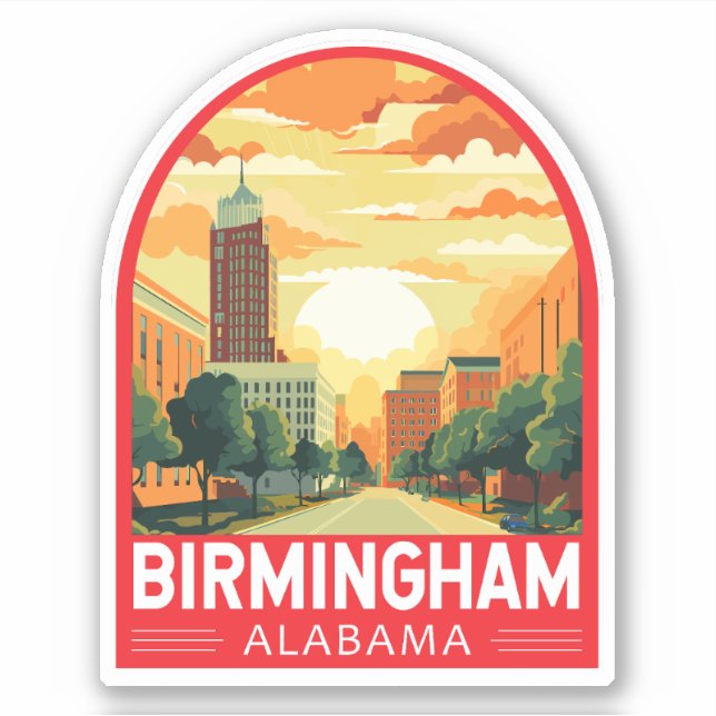 Adesivo Birmingham Alabama Viagem Art Emblem (Frente)