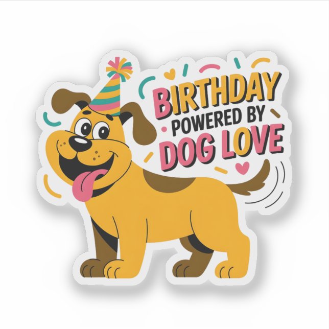 Adesivo Birthday Dog Love Party Illustration (Frente)