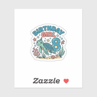 Adesivo Birthday Girl Sea Turtle 8th Birthday Shirt Design