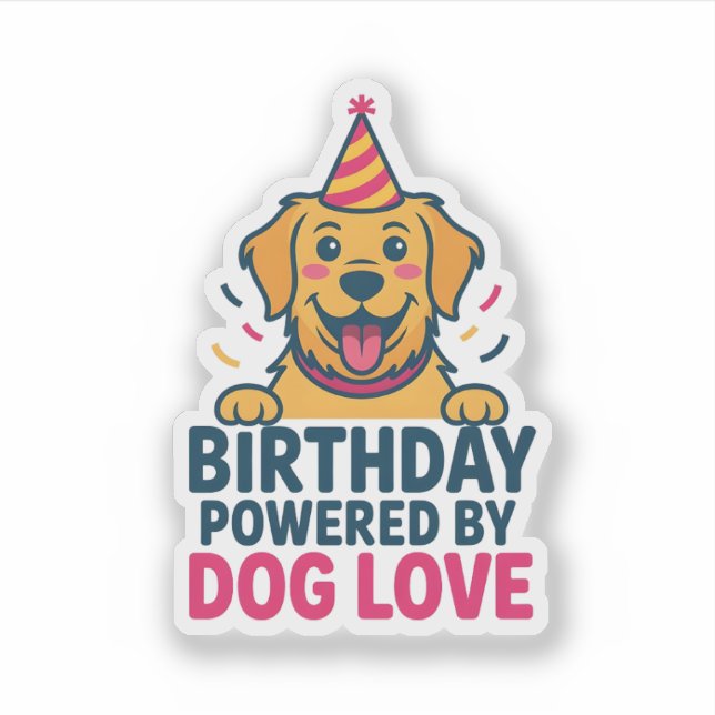Adesivo Birthday Powered by Dog Love Illustration (Frente)