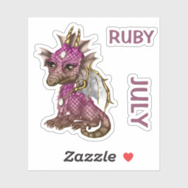 Adesivo Birthstone Baby Dragon Julho Ruby