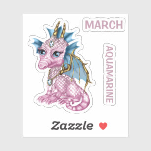 Adesivo Birthstone Baby Dragon March Aquamarine