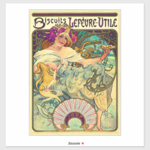 Adesivo Biscoitos Lefevre-Utile por Alphonse Mucha (1896)