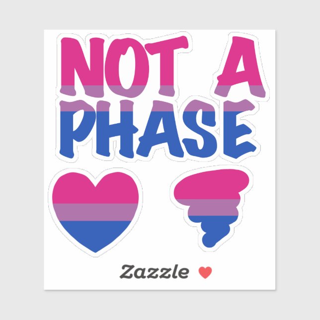 Adesivo Bisexual Not Phase Heart Custom-Cut Vinyl Sticker (Folha)