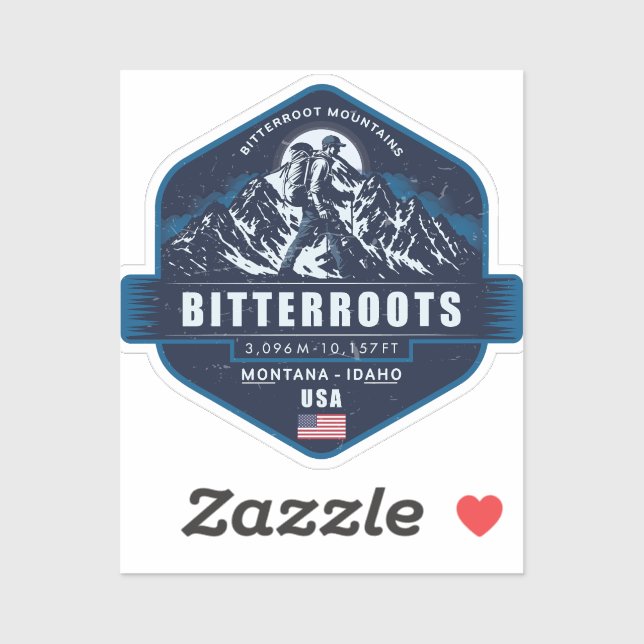 Adesivo Bitterroot Mountains Hiking Badge (Folha)