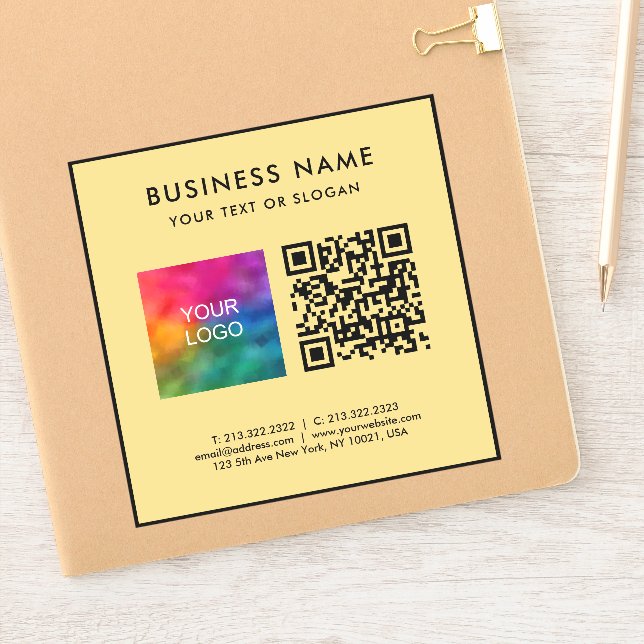 Adesivo Black And Gold QR Code Business Logo Text Medium (Notebook)