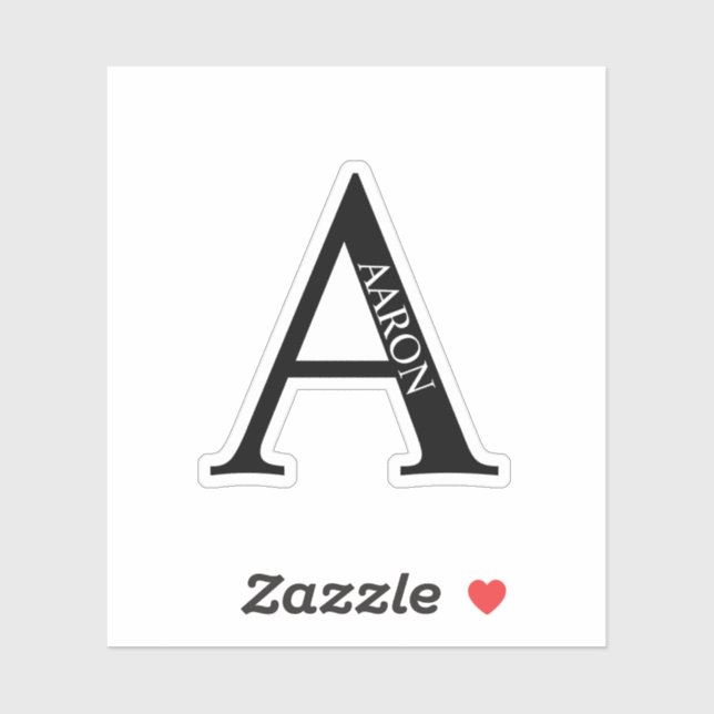 Adesivo Black and White Personalized Monogram and Name (Folha)