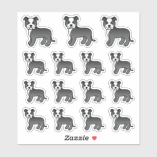 Adesivo Black And White Staffordshire Bull Terrier Dogs