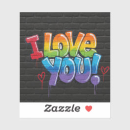 Adesivo Black Brick Graffiti I Love You