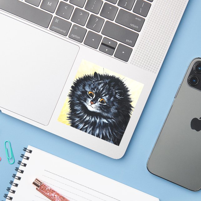 Adesivo Black Cat de Louis Wain (Notebook com iPhone)